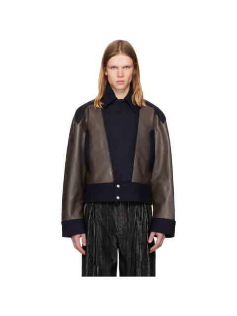 Gray & Navy Orvos Hybrid Leather Jacket