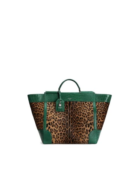 Sicily handbag in polished alligator and leo pony