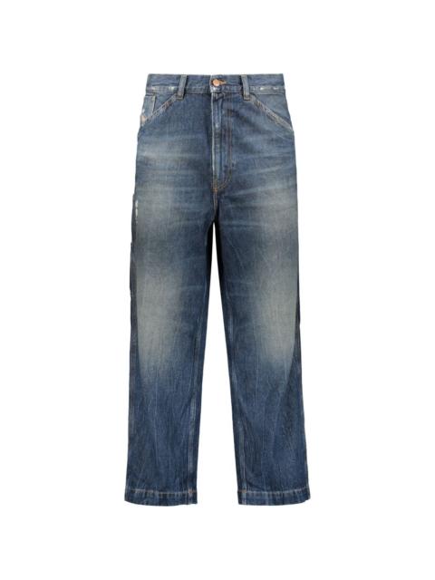 straight-leg washed-effect jeans