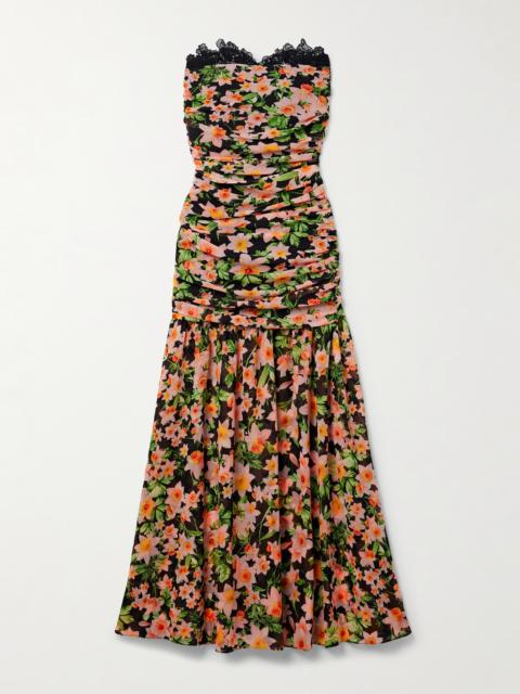 Viola Lace-trimmed Floral-print Chiffon Midi Dress