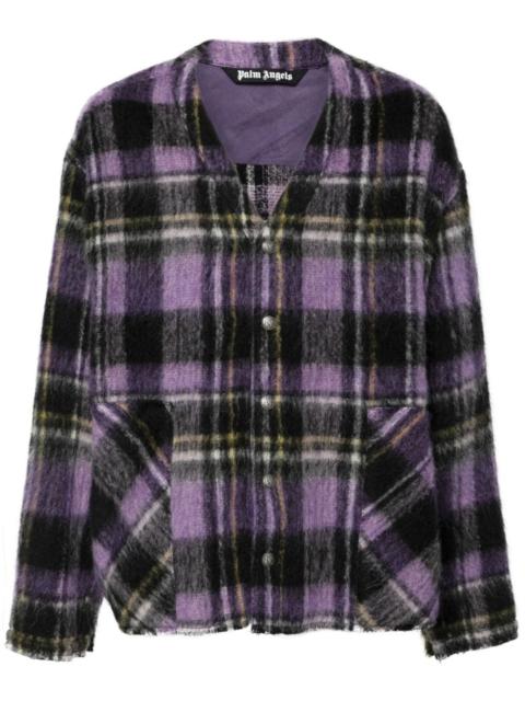 plaid-check cardigan