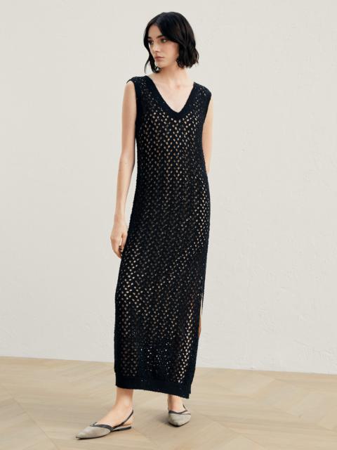 Dazzling Net knit dress in cotton, linen and silk