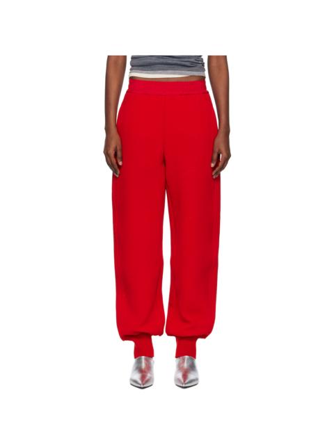 Red Wool Crepe Double Face Lounge Pants