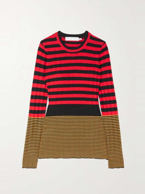 Striped ribbed-knit sweater