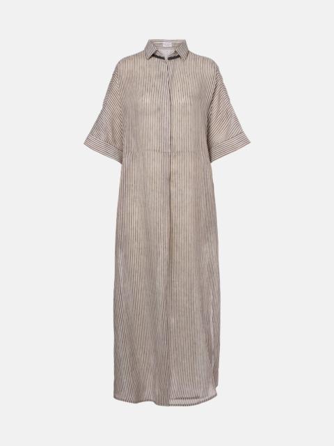 Striped linen and silk shirt dress