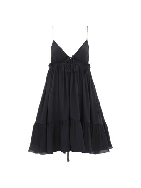 THIN-STRAP GATHERED MINI DRESS IN CRÊPE DE CHINE