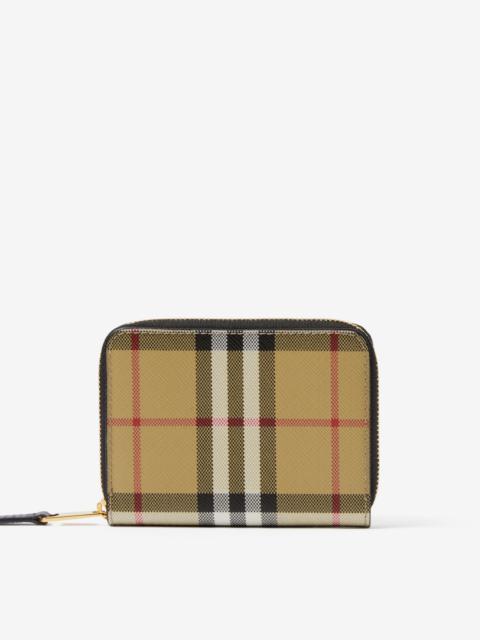 Vintage Check and Leather Zip Wallet