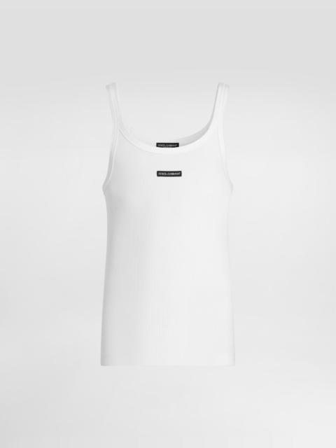 Cotton tank top with print