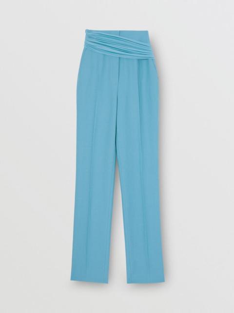 Jersey Sash Detail Wool Ramie Tailored Trousers