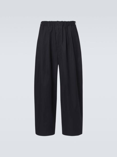 Cotton twill wide-leg pants