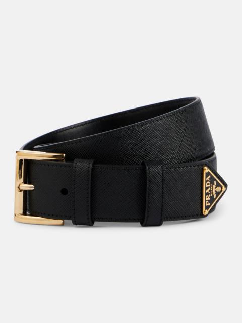 Logo leather belt