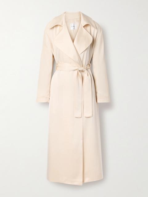 Barb Belted Satin Trench Coat