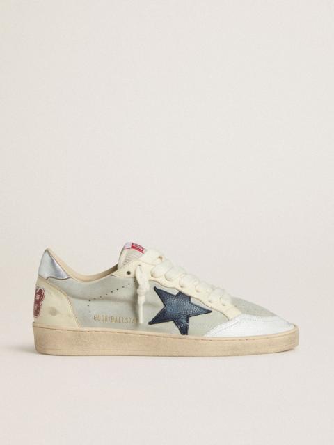 Men's Ball Star in gray suede with blue nubuck star and laminated leather heel tab