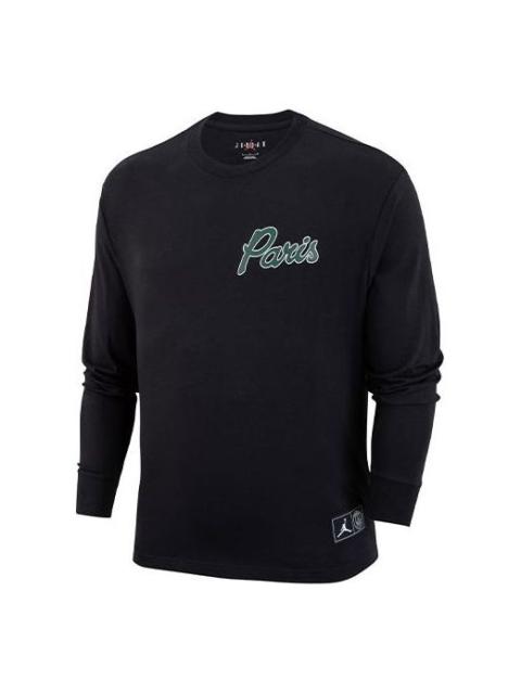 Men's Air Jordan Paris Saint-Germain Casual Alphabet Printing Round Neck Long Sleeves Black DB6513-0