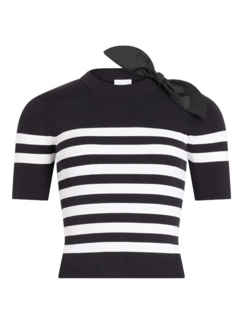 striped bow-detail knitted T-shirt