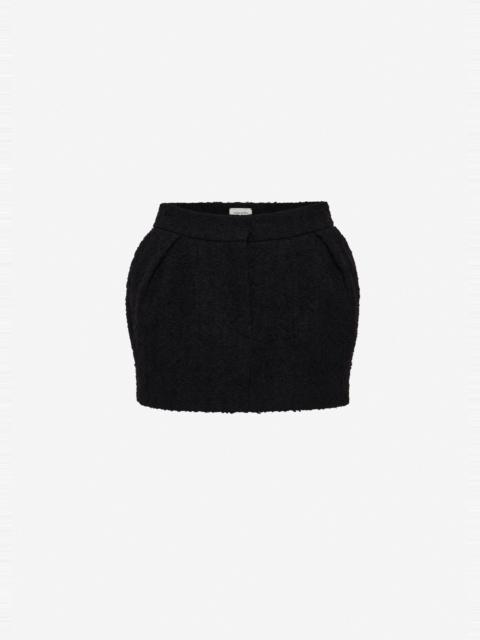 Tailored bouclé mini skirt in black