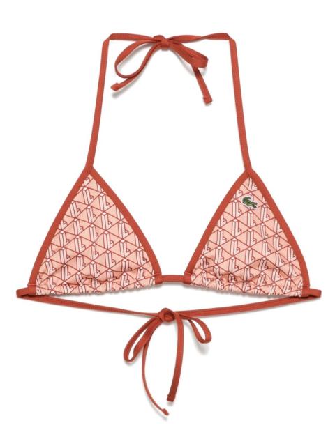 monogram-print bikini top