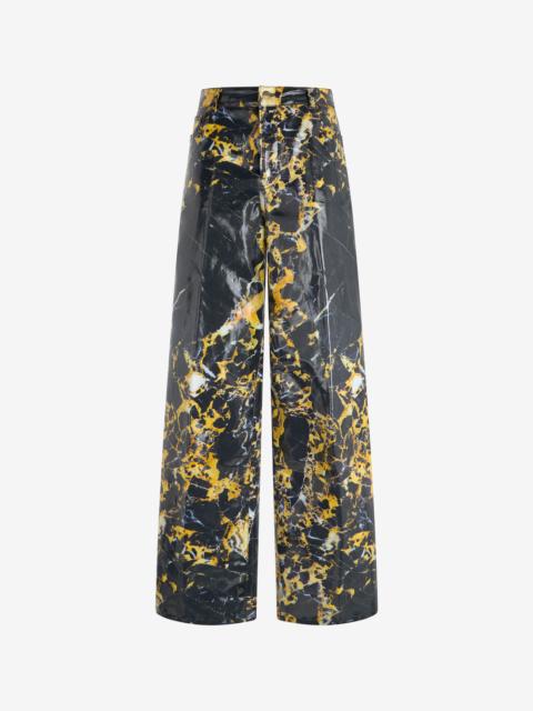 Loose trousers with Marble print
