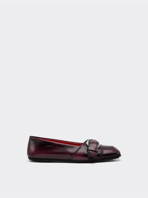 Leather ballet flats with buckle