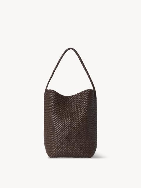 Medium Woven N/S Tote Bag in Leather