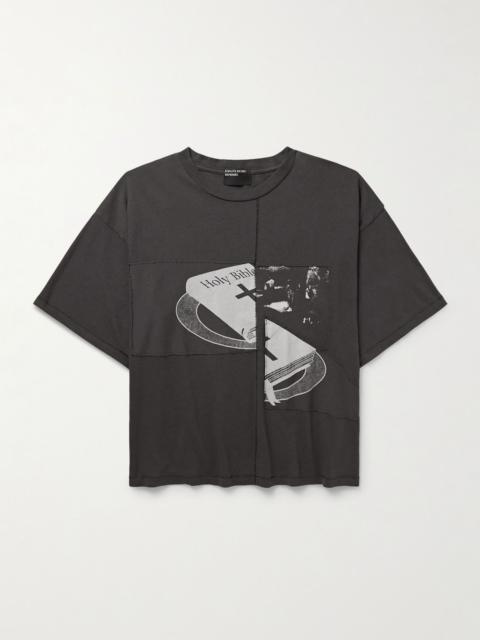 Holy Bible Assemblage Panelled Printed Cotton-Jersey T-Shirt Black