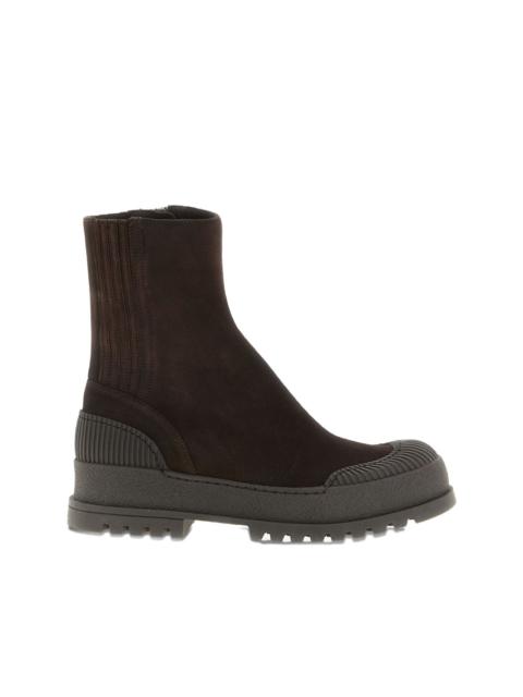 Rugged textured-rubber ankle boots