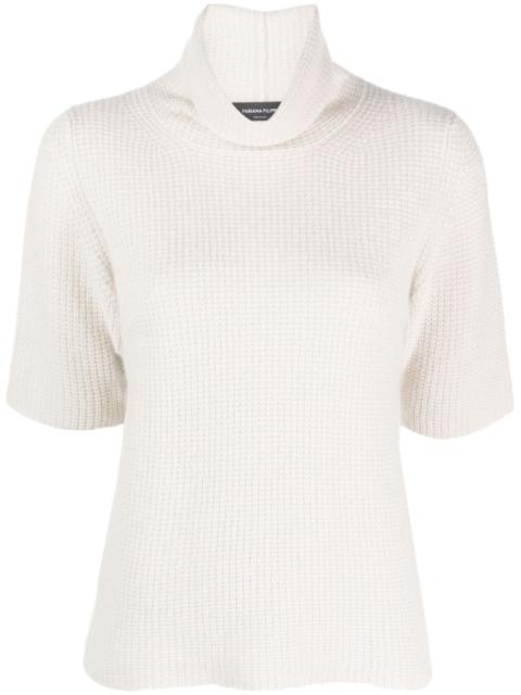 waffle-knit roll-neck T-shirt