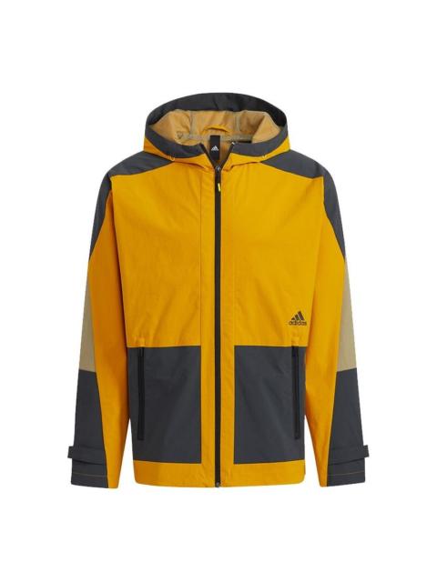 adidas Th Wv Block Jkt Colorblock Hooded Jacket Gold Color H40225