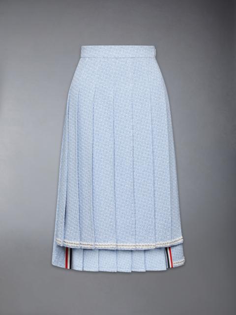 SOLID TWEED KNEE LENGTH PLEATED SKIRT