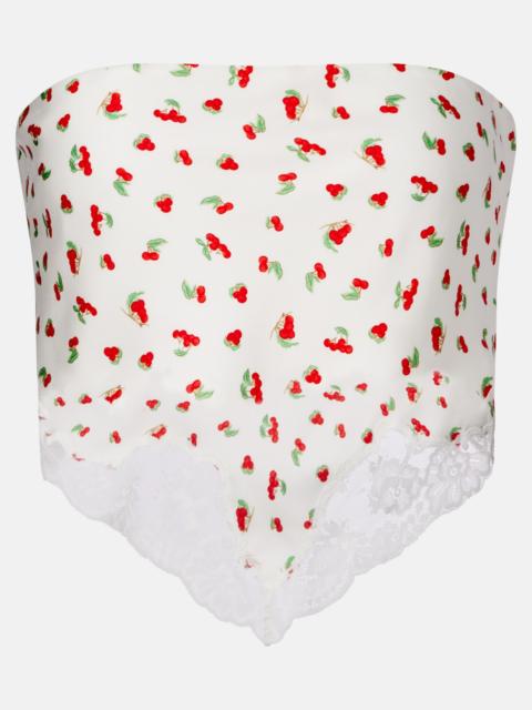 Fae lace-trimmed printed top