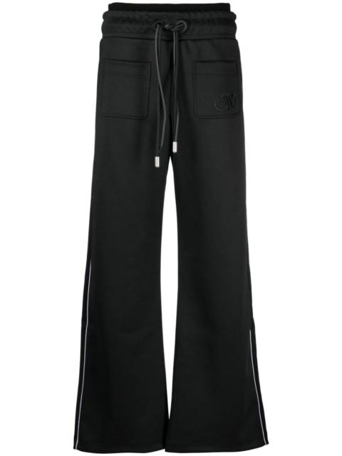 elasticated-waist cotton track pants