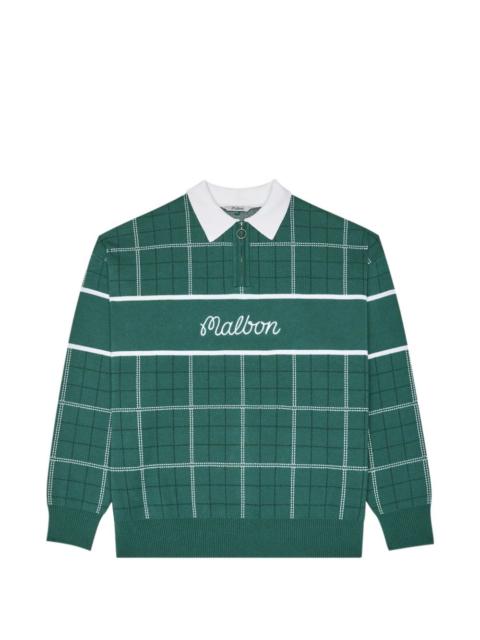 plaid zip polo shirt