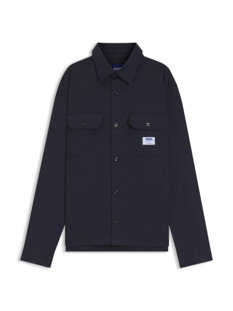 COTTON-TWILL SHIRT WITH LOGO LABEL