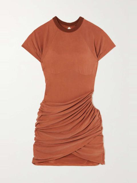 Espelho gathered cutout stretch-jersey mini dress