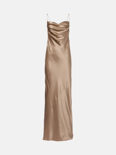 Open-back silk satin gown