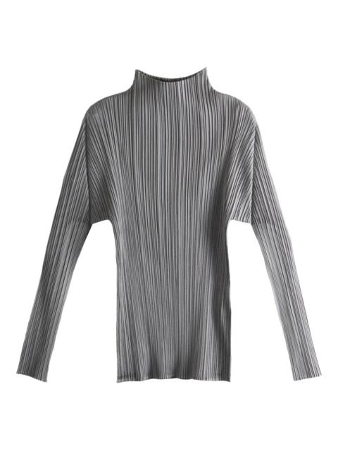 pleated funnel-neck Top
