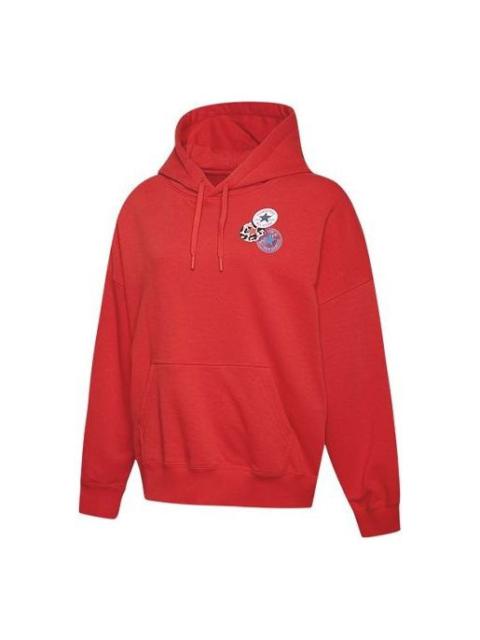 (WMNS) Converse Logo Printing hooded Drawstring Red 10020737-A02