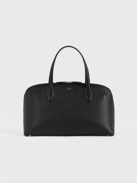 Medium grained-leather day tote black