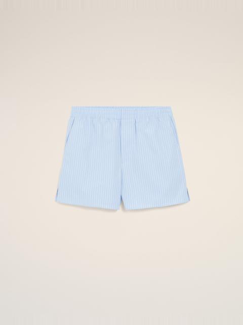 BLUE COTTON ELASTICATED SHORTS