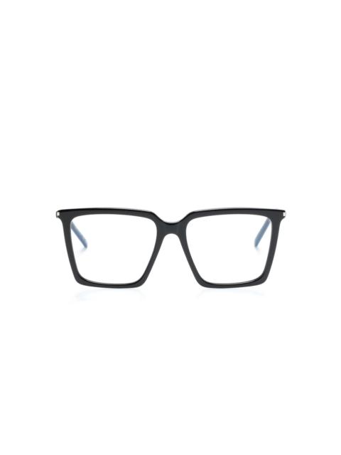 logo-engraved square-frame glasses
