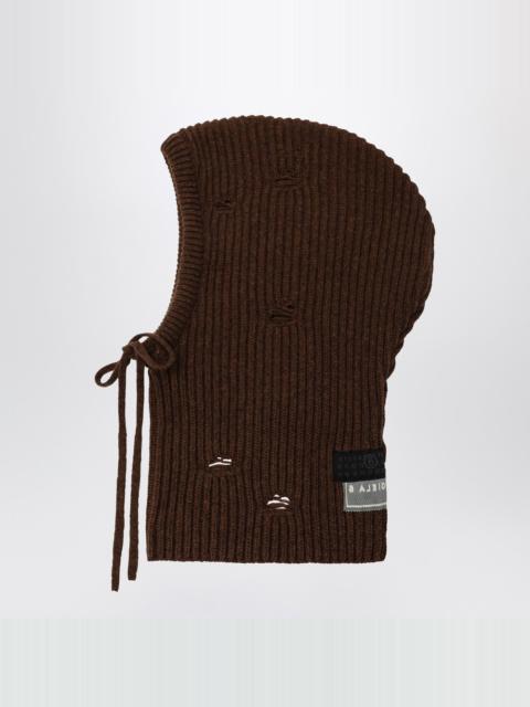 Brown wool-blend hood
