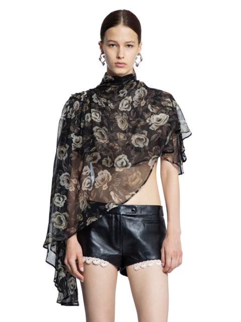 Flowy High-neck Cropped Blouse