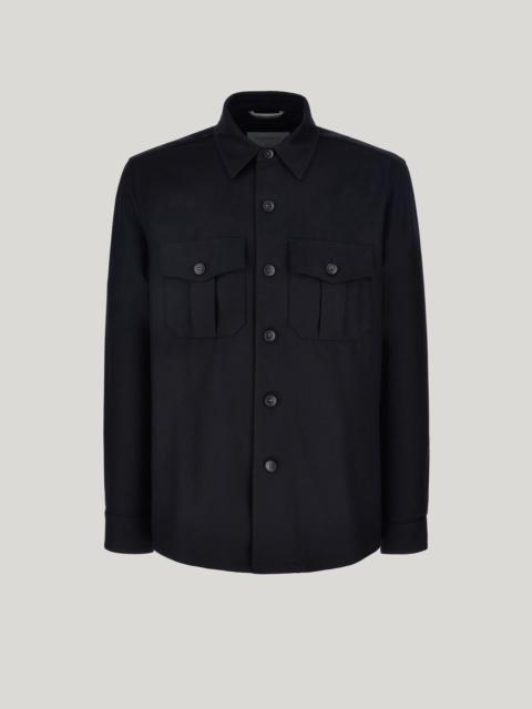 BLACK PURE IMPECCABILE WOOL SIX-BUTTON SHIRT JACKET