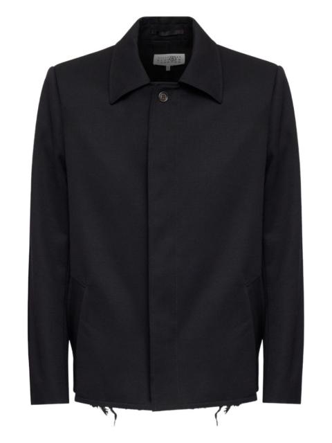 frayed-hem shirt jacket