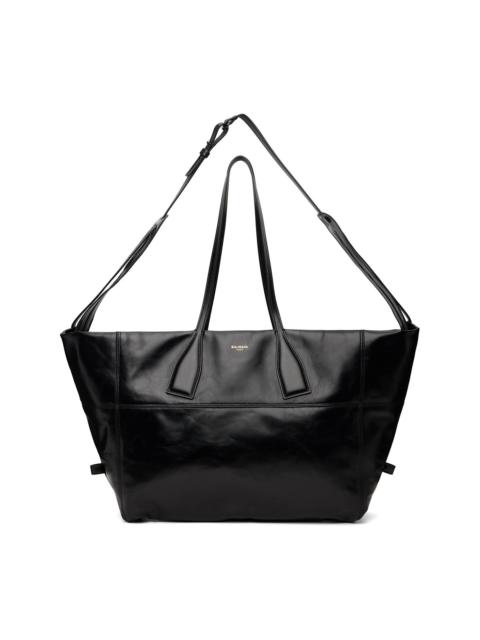 Black Track Zips Calfskin Tote Bag