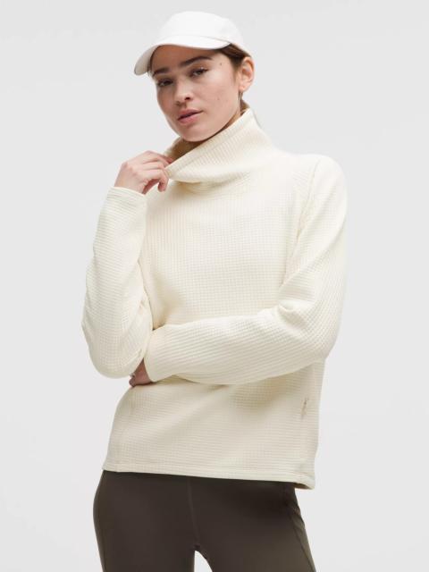 Waffle-Knit Funnel-Neck Long-Sleeve Shirt