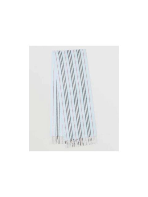 Burberry Icon Stripe Cashmere Wool Scarf Light Blue