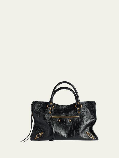 Le City Medium Croc-Embossed Leather Crossbody Bag