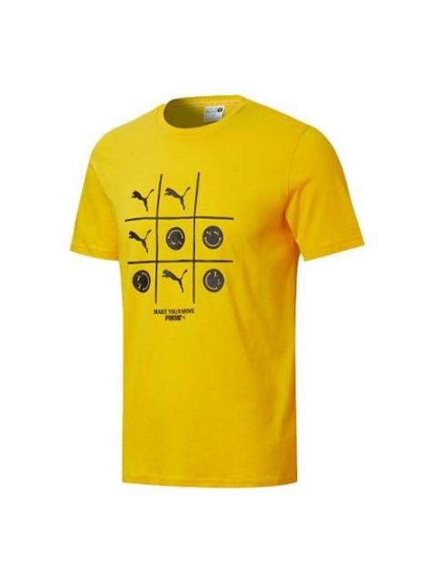 PUMA Letter Logo Printed Cotton Short Sleeve Yellow 530017-81