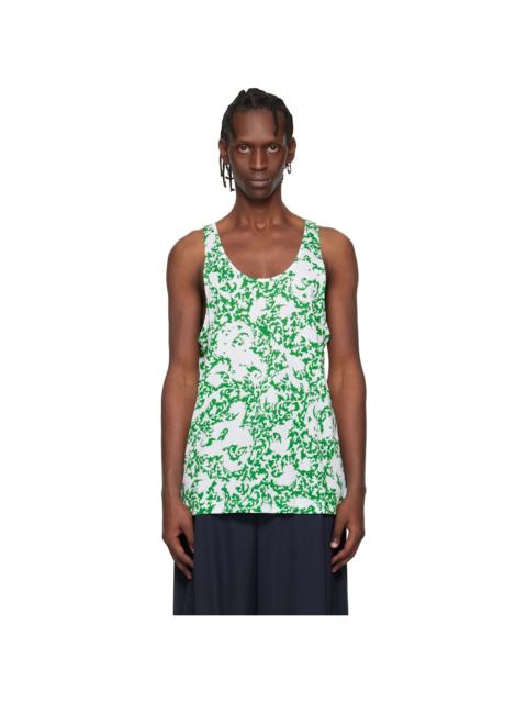 Green & White Floral Tank Top